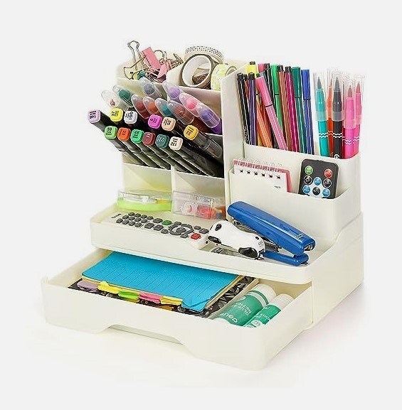 Vertical Desk Pen Organizer with Drawer