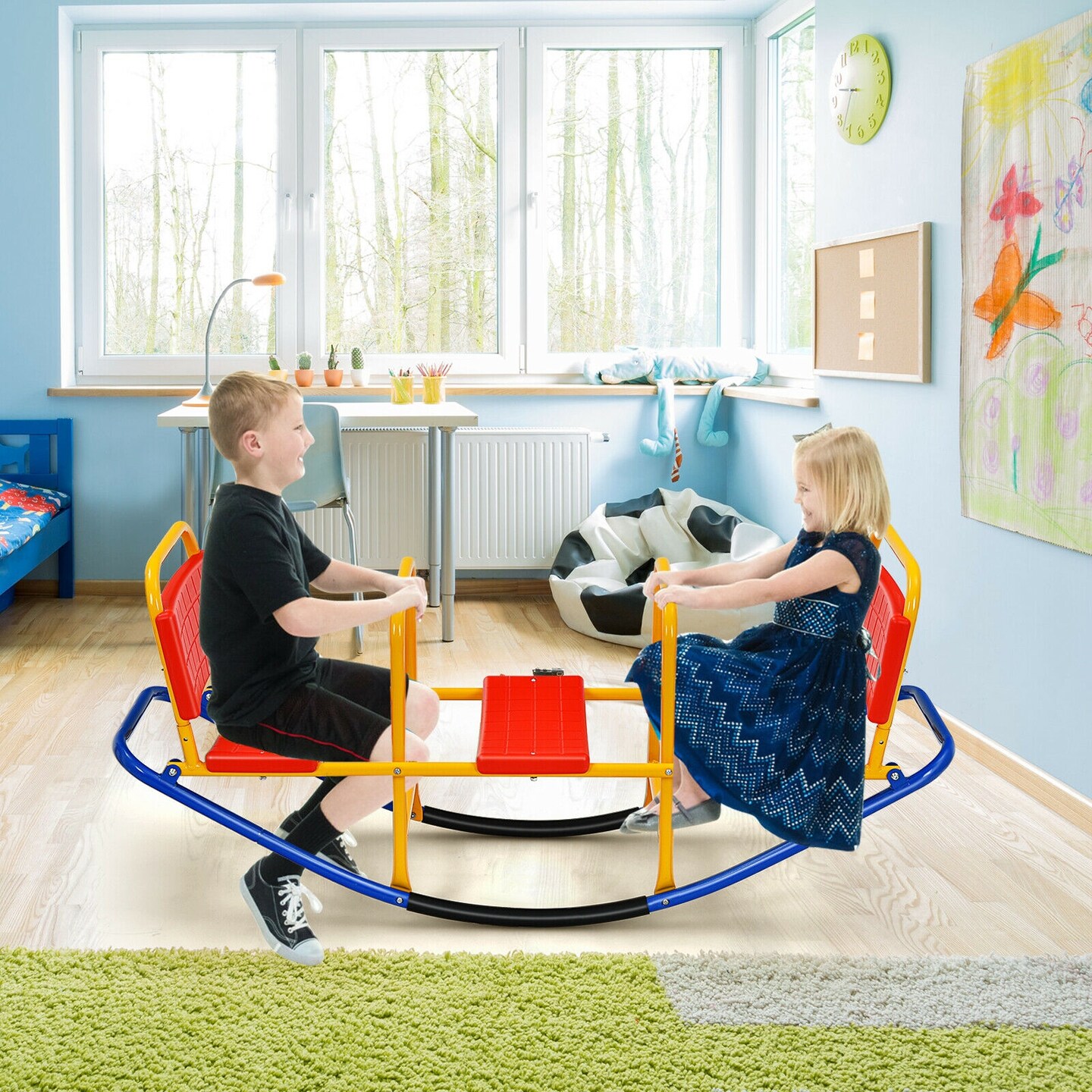 Outdoor Kids Seesaw Swivel Teeter for 3 to 8 Years Old