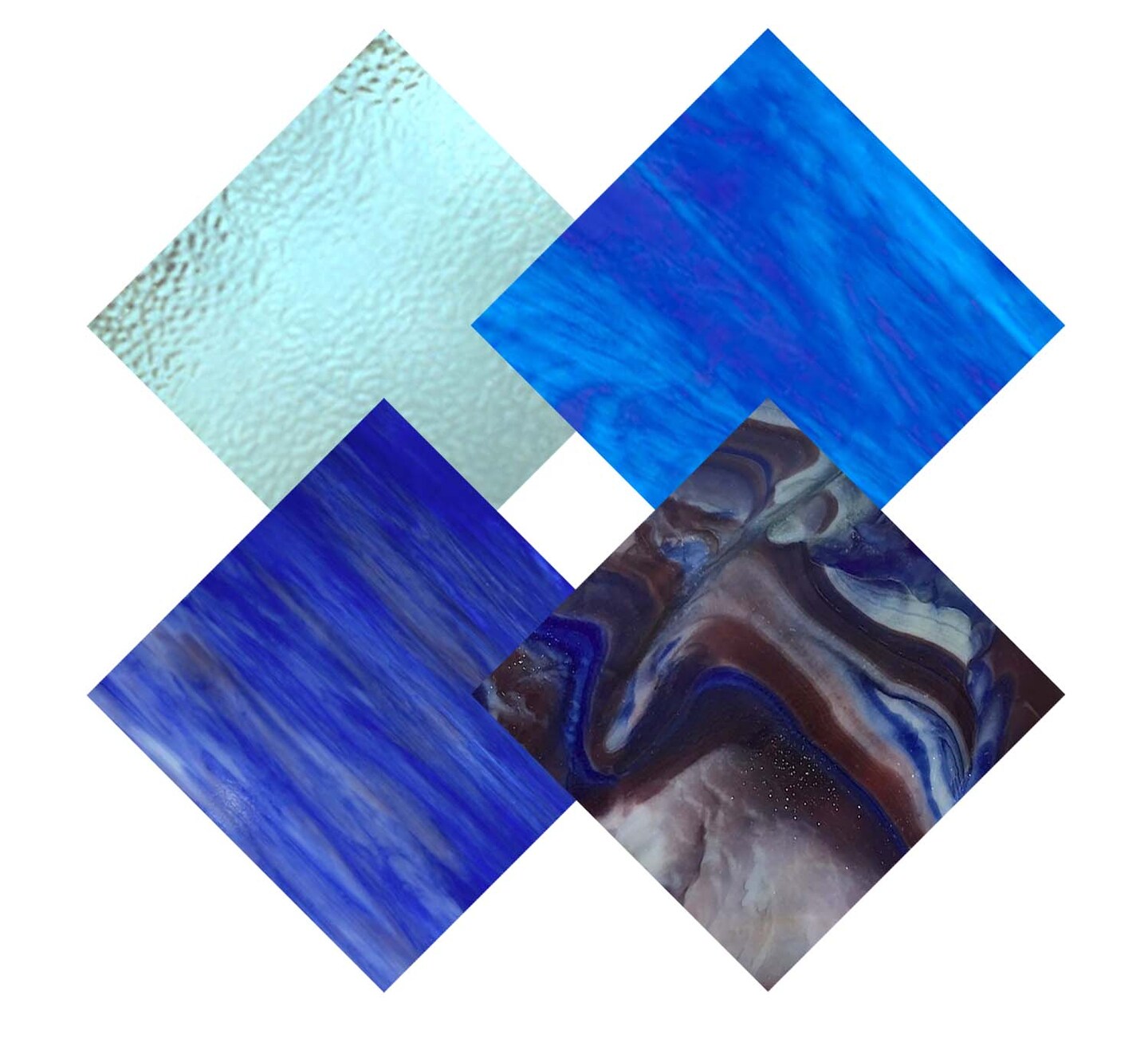Wissmach 4 Sheet Mixed Color Variety Stained Glass Pack, Blue