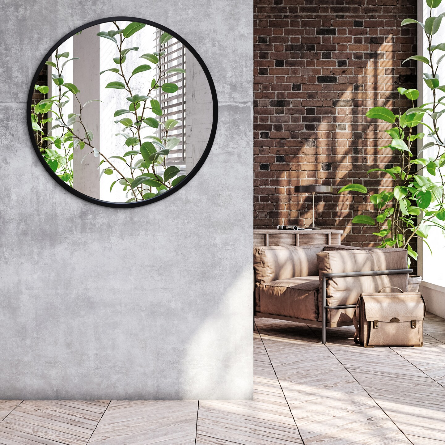 Americanflat Framed Round Mirror - Circle Mirror for Bathroom, Bedroom, Entryway, Living Room - Large Black Circle Mirror for Wall Décor