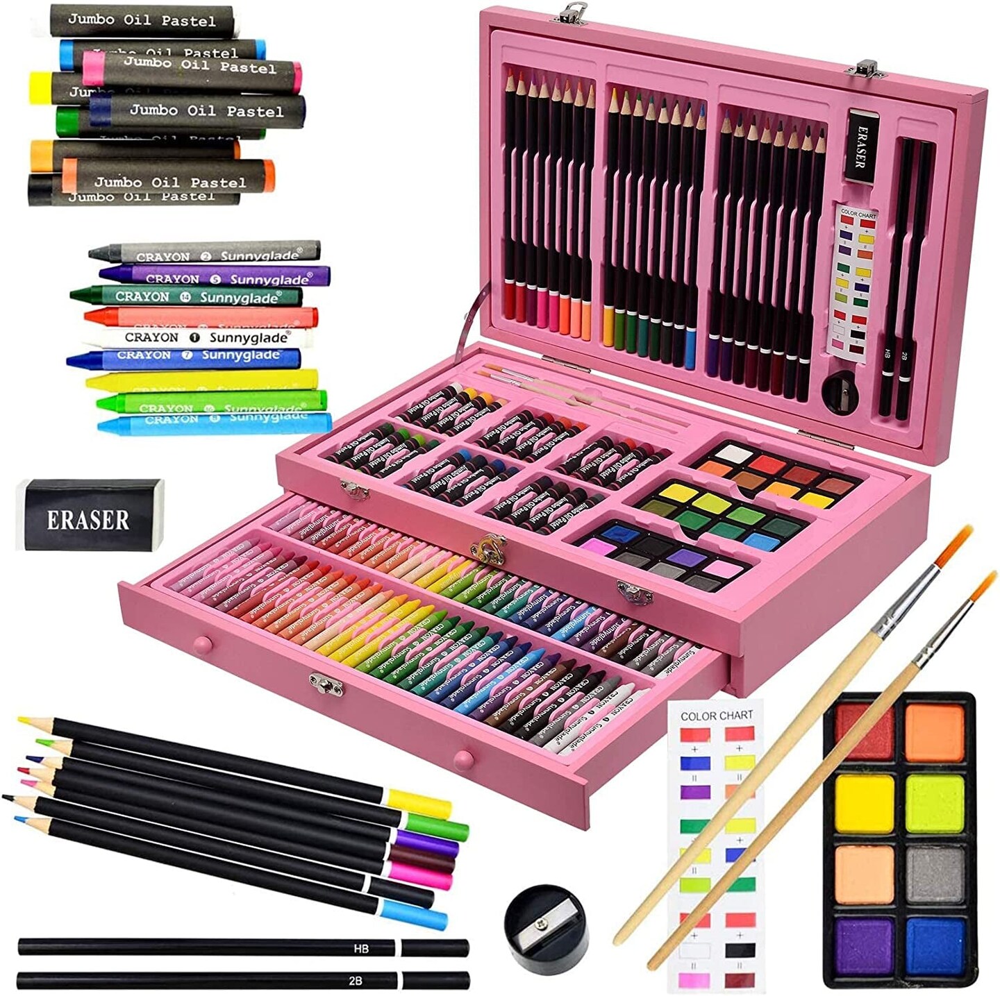 Deluxe Art Set Box & Drawing Kit with Crayons, Oil Pastels, Colored Pencil  Deluxe Gift Art