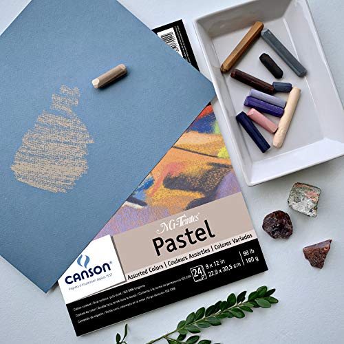 Canson Artist Series Mi-Teintes Pastel Paper, Assorted Colords, Foldover Pad, 9x12 inches, 24 Sheets (98lb/160g) - Artist Paper for Adults and Students
