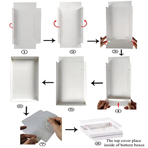 Clear White Cookie Boxes with Full Window For Bakery Cakesicle Macaron Chocolate Bomb Ore, 24 Pack 9 1/2" x 6" x 1 1/4"