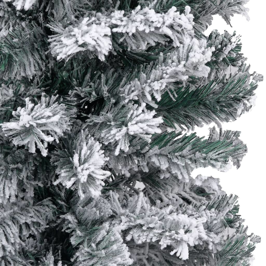 Slim Christmas Tree with LEDs&#x26;Ball Set&#x26;Flocked Snow Green