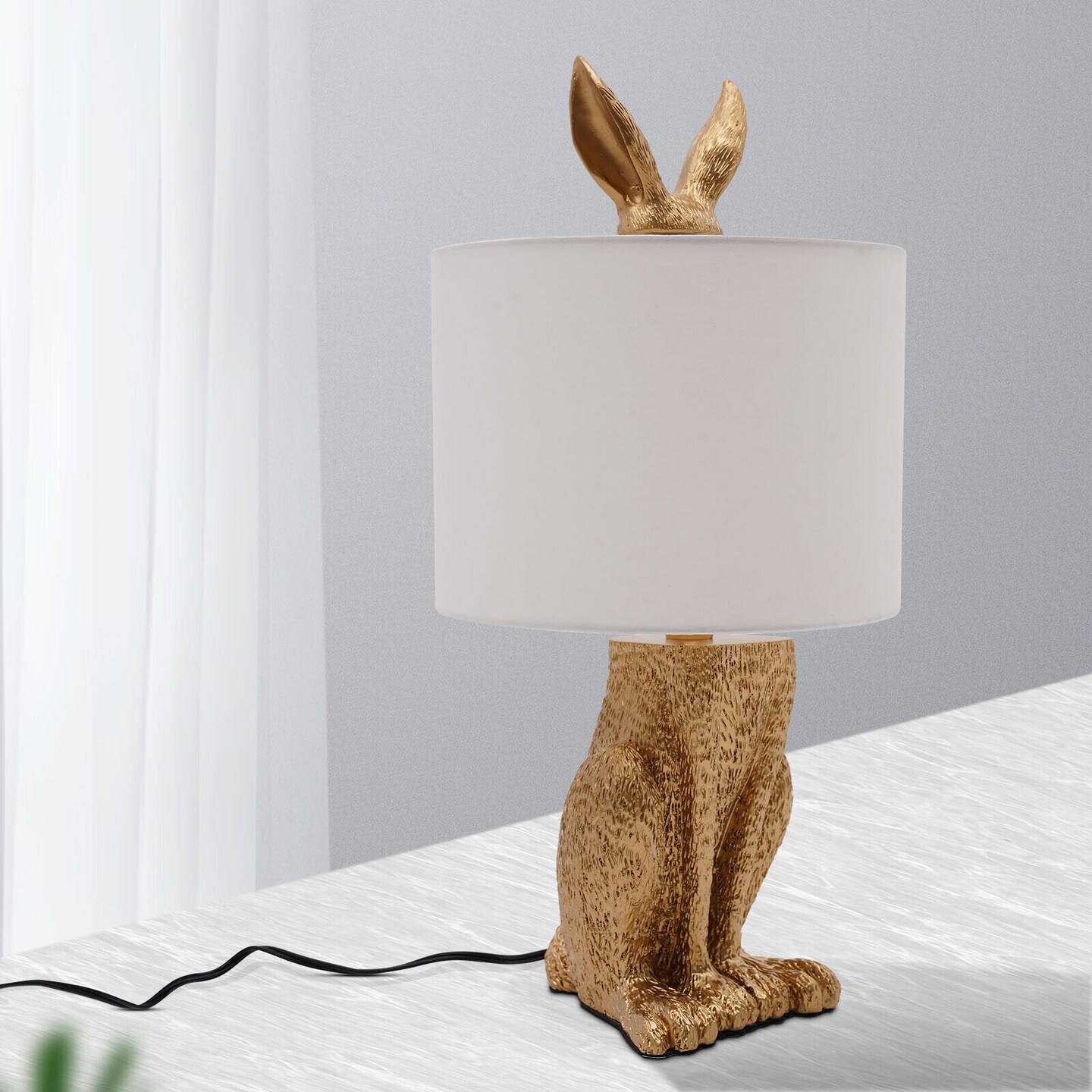 Kitcheniva Modern Table Lamp Rabbit Golden Lamp Desk Light Office Bedroom Durable