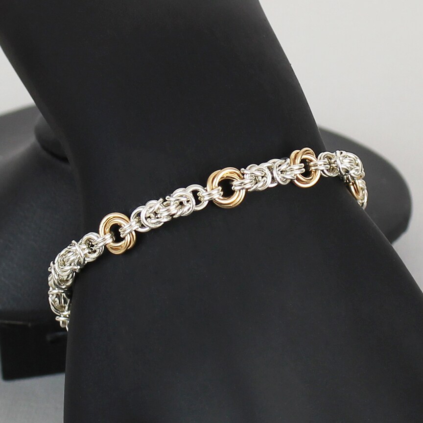 Silver and 14K Gold Fill Lovers Knots Chain Bracelet, Mixed metals
