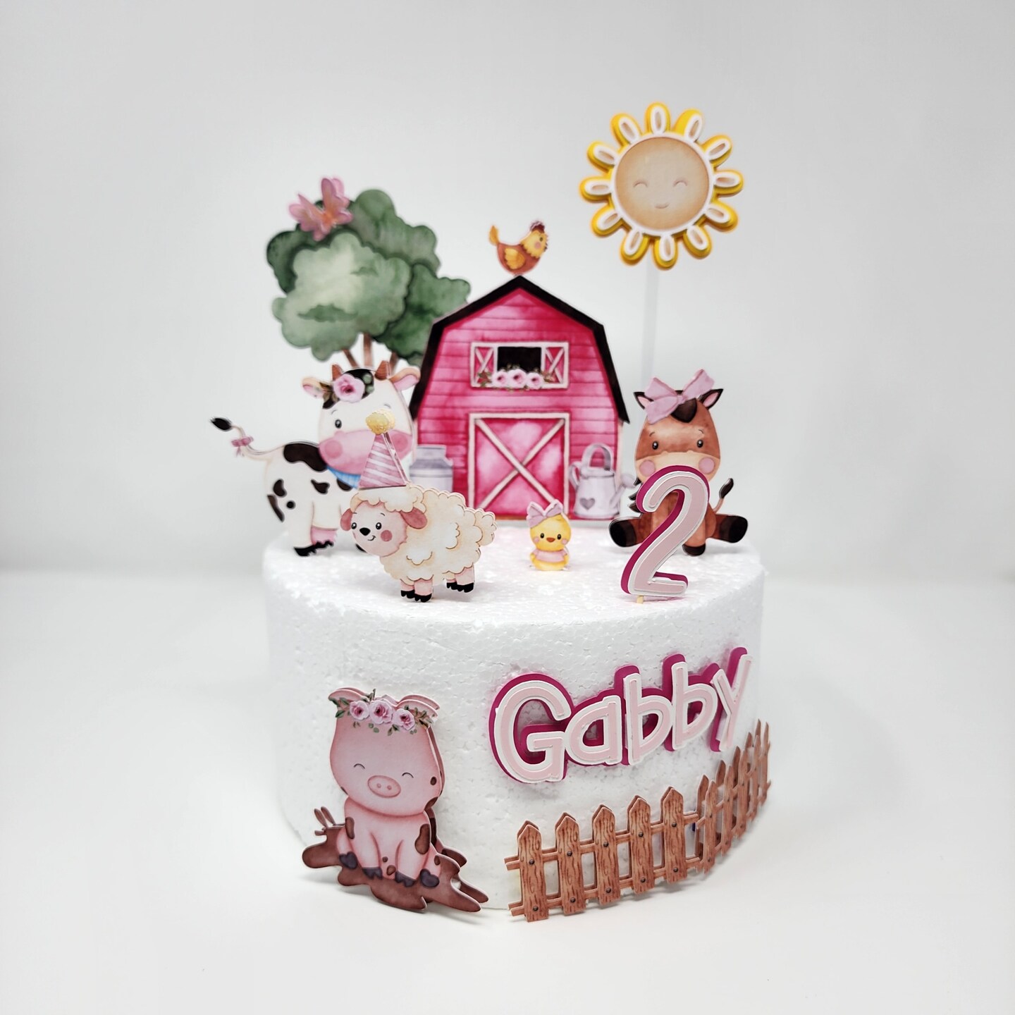 Barnyard Animals Edible Cake Topper Round Design Same day or next