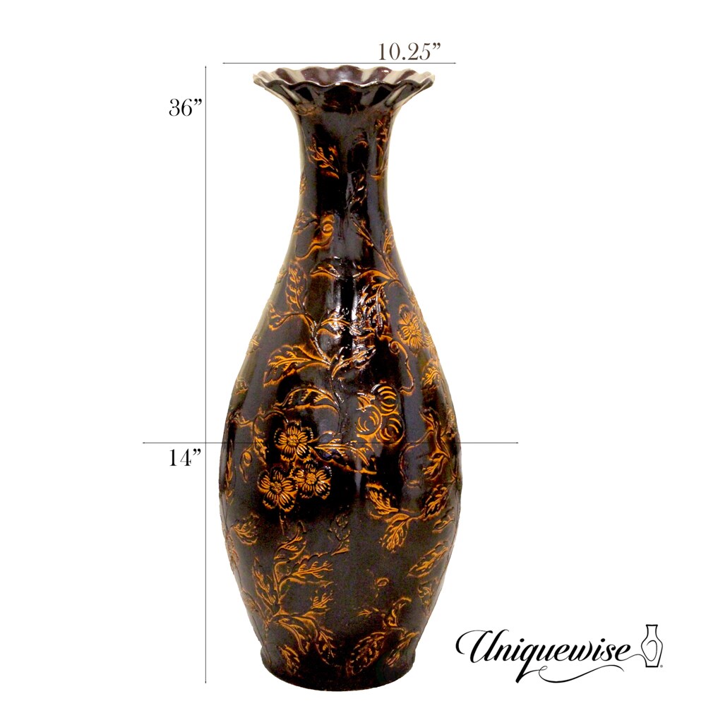 Tall Floor Vase, Traditional Brown home interior Vase, Ceramic Flower Holder Centerpiece for room decor, Livingroom Decor Large Floor Vase, 36-Inch-Tall Vase