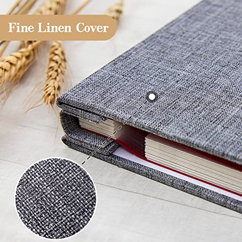 potricher Large Photo Album Self Adhesive 3x5 4x6 5x7 8x10 Pictures Linen Cover 40 Blank Pages Magnetic DIY Scrapbook Album with A Metallic Pen (Gray)