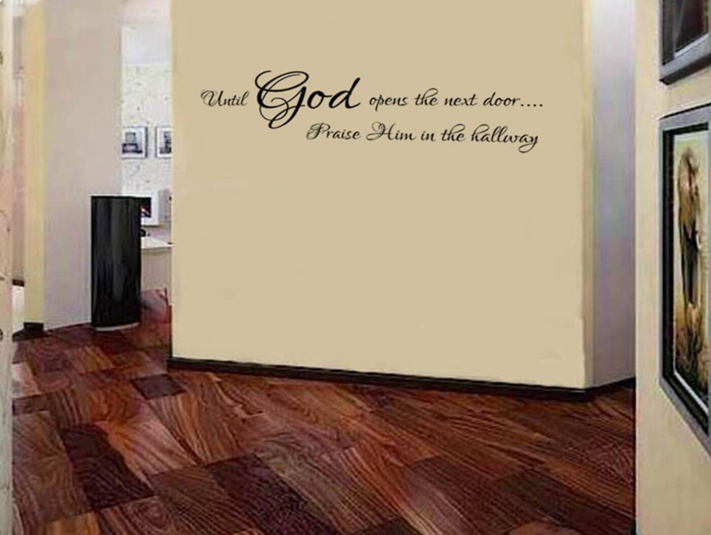 Family Wall Quotes Decal Until God Opens the next door Praise Him in