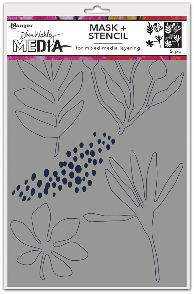 Dina Wakley Media Stencils + Masks 6"X9"Things That Grow Michaels