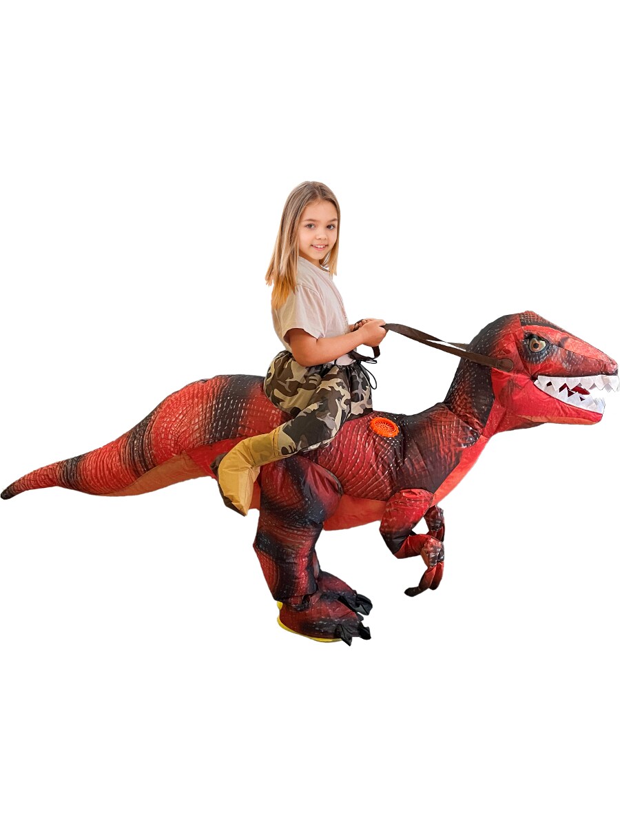 Child's Ride On Velociraptor Dinosaur Inflatable Costume