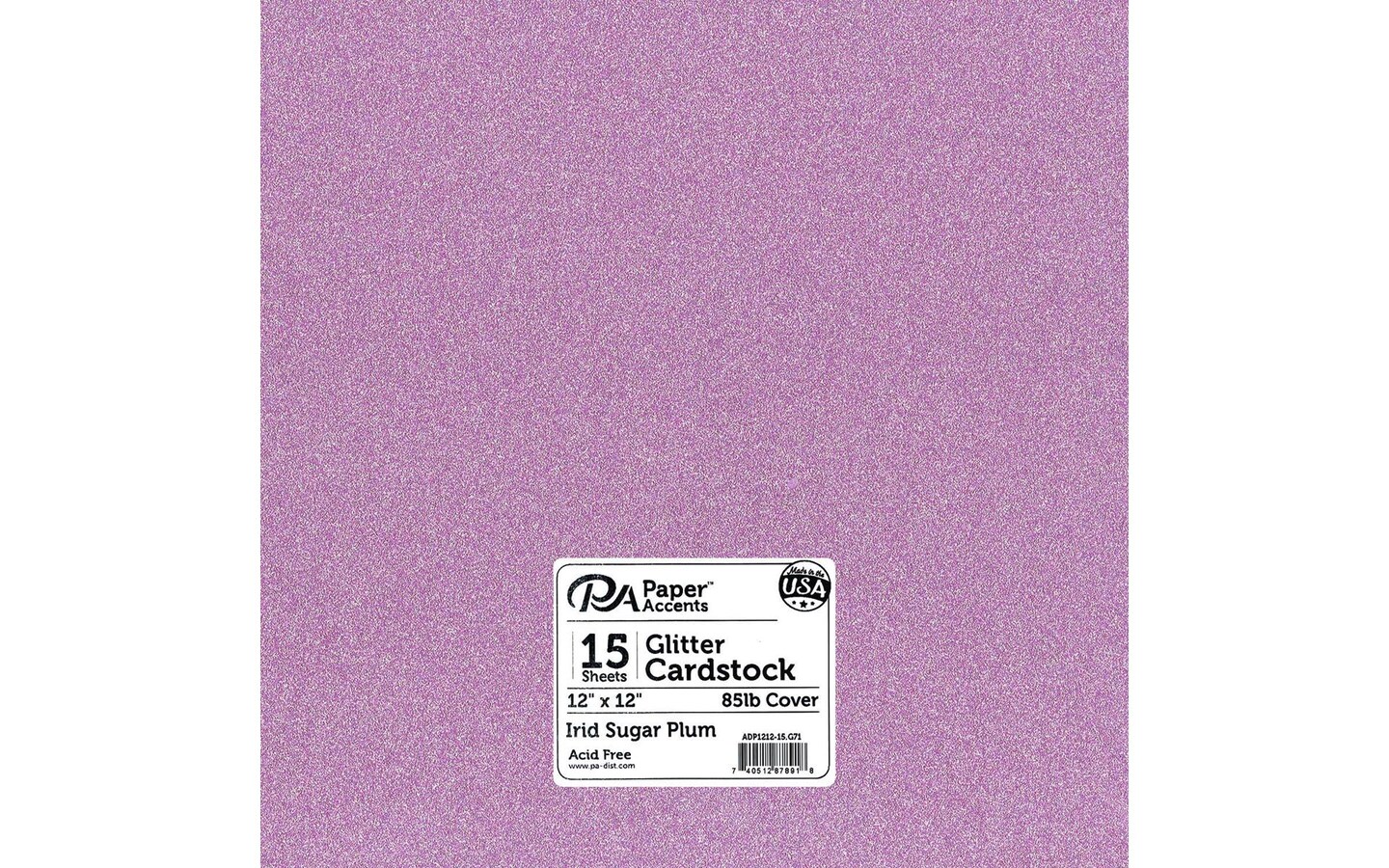 PA Paper Accents Glitter Cardstock 12" x 12" Iridescent Sugar Plum