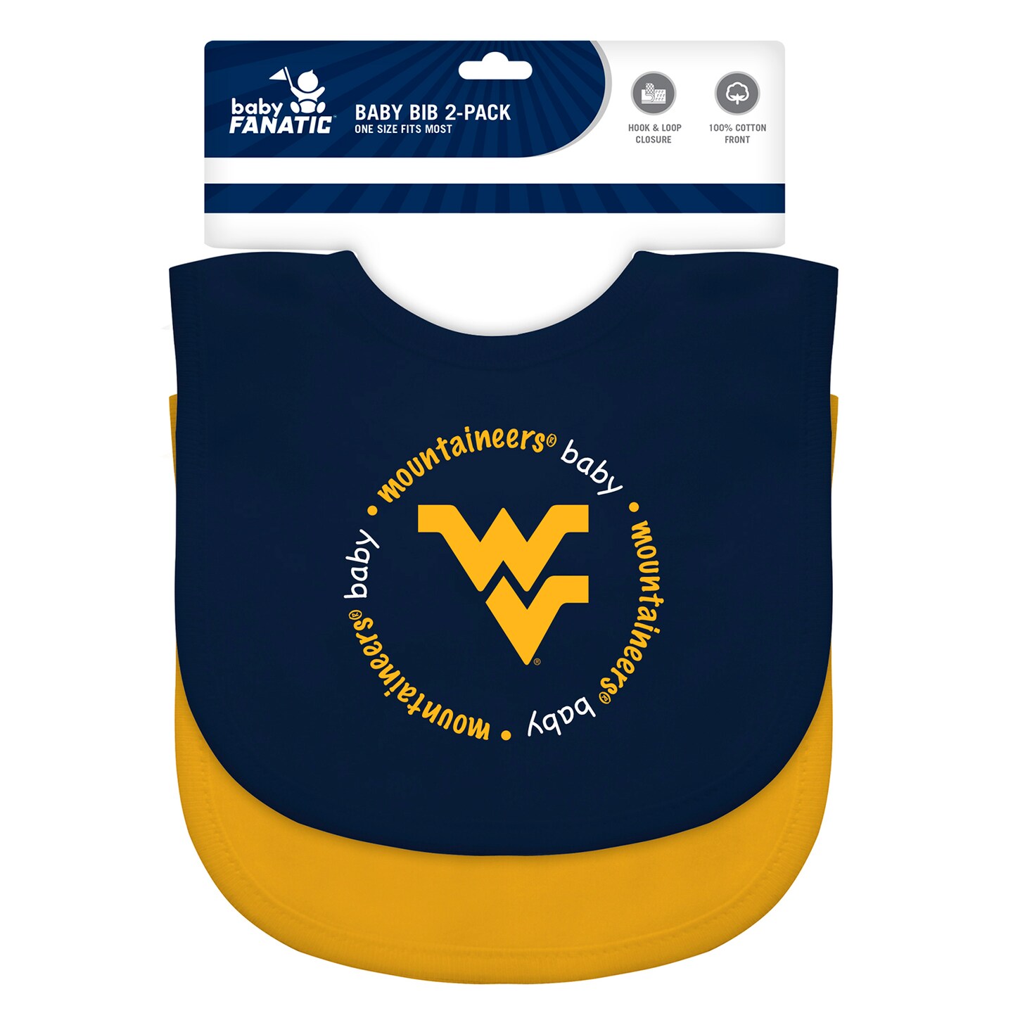 Baby Fanatic Officially Licensed Unisex Baby Bibs 2 Pack - NCAA West Virginia Mountaineers Baby Apparel Set