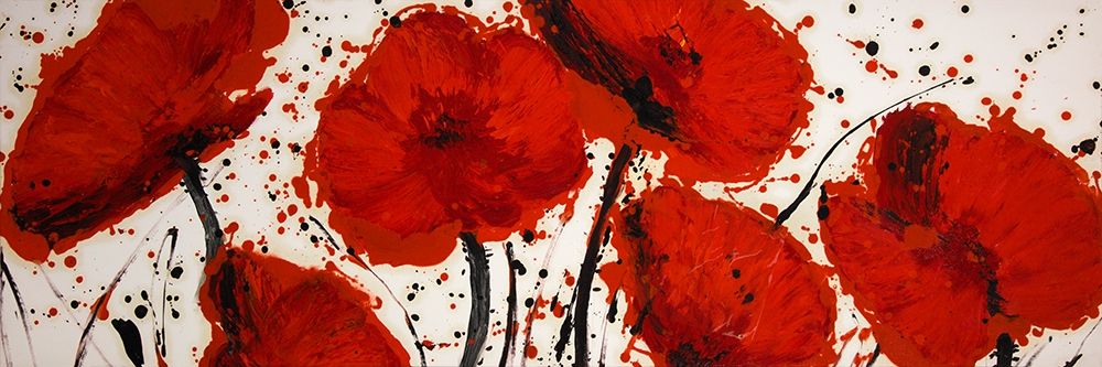 ABSTRACT PAINT SPLASH RED FLOWERS Poster Print by Atelier B Art Studio - Item # VARPDXBEGFLO259