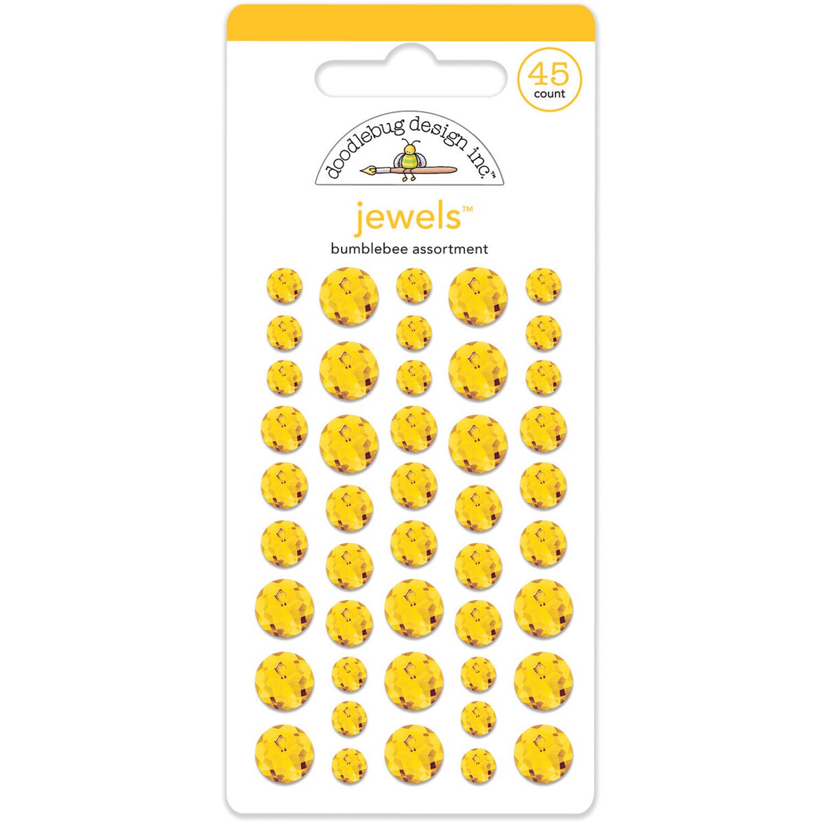 Doodlebug Adhesive Jewels 6mm, 8mm &#x26; 10mm 45/Pkg-Bumblebee