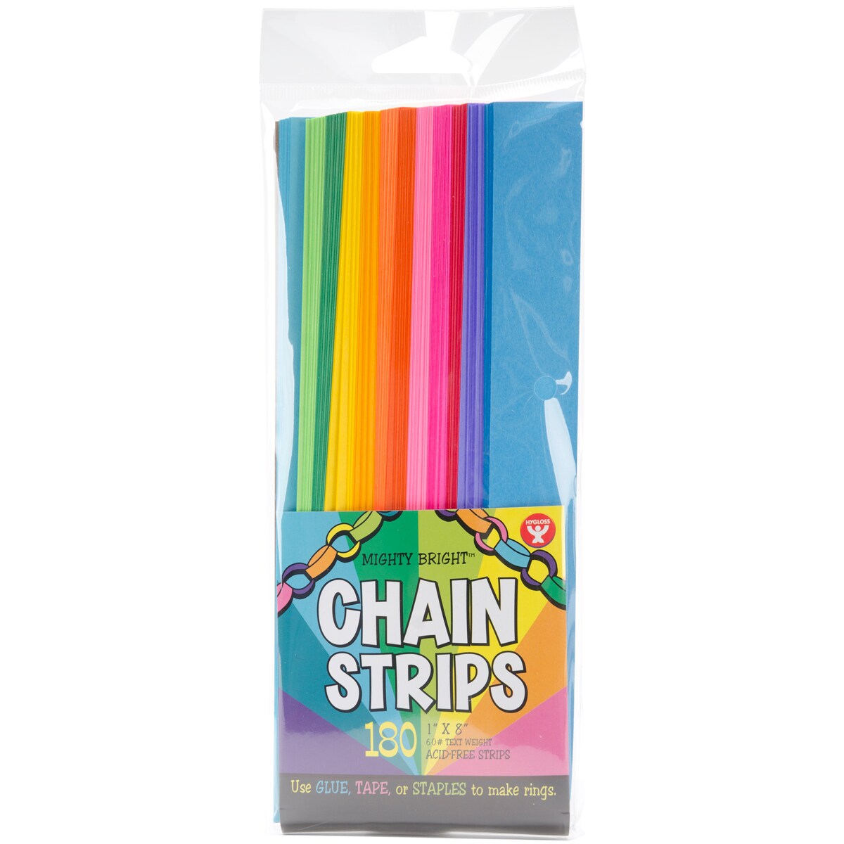 Hygloss Mighty Bright Chain Strips 1&#x22;X8&#x22; 180/Pkg-Assorted Colors