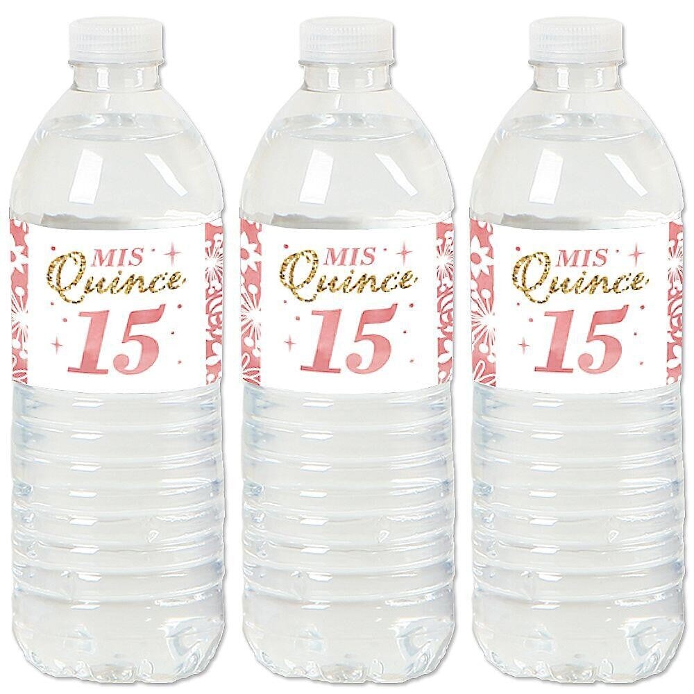Big Dot of Happiness Mis Quince Anos - Quinceanera Sweet 15 Birthday Party Water Bottle Sticker Labels - Set of 20