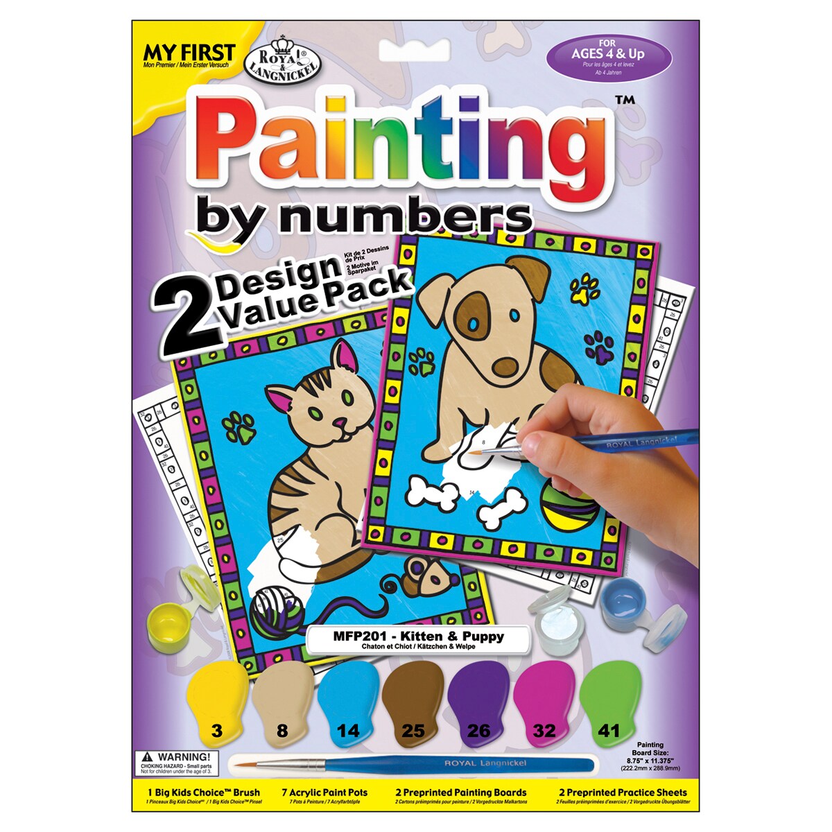 My First Paint by Number Kit 2/Pkg-Kitten & Puppy