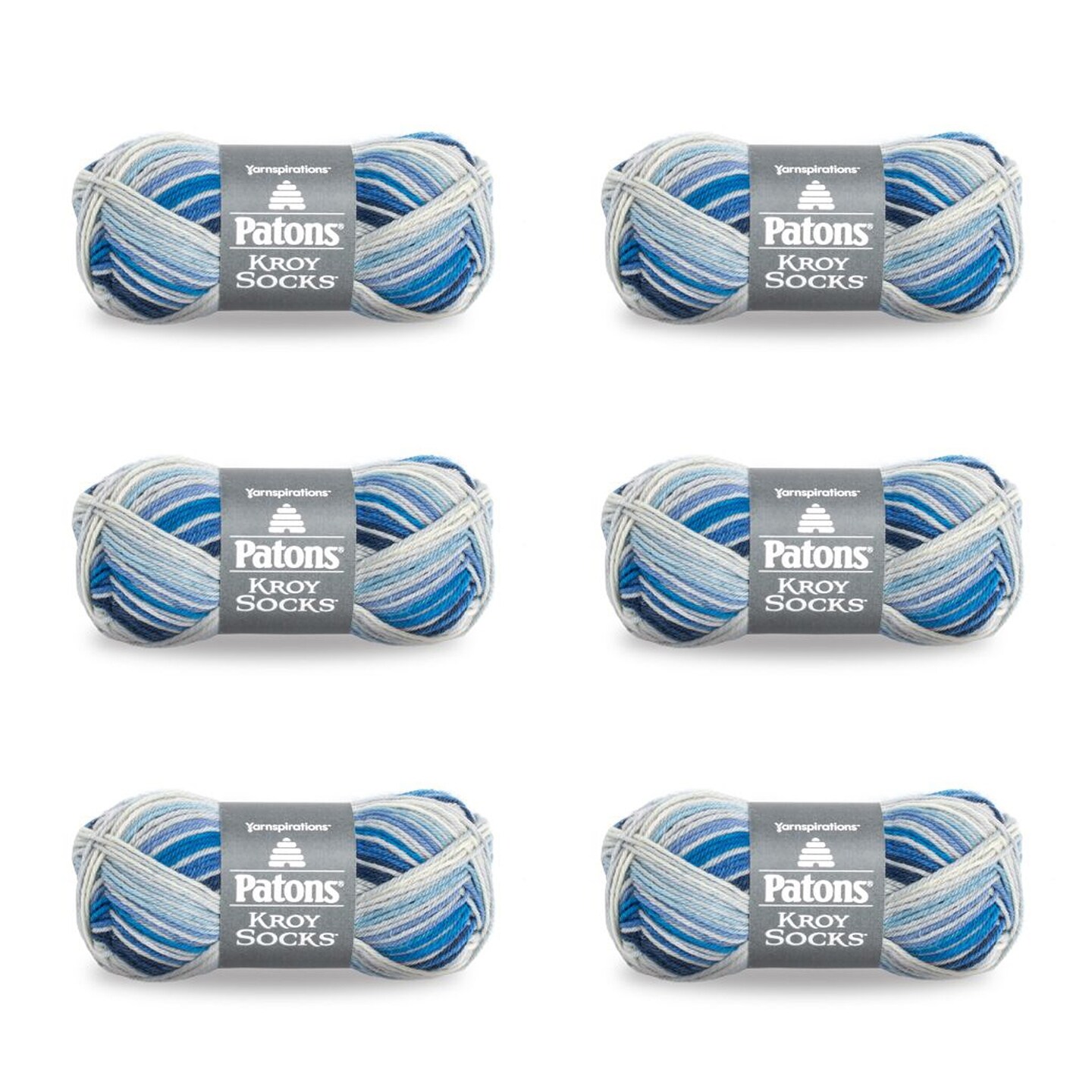 Patons Kroy Socks Coastal Stripes Yarn - 6 Pack of 1.75oz/50g - Blended Fiber - 1 Super Fine - 166 Yards - Knitting/Crochet