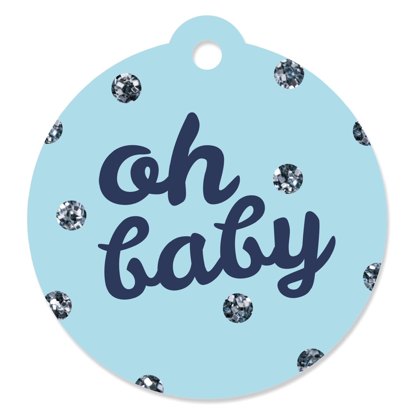 Big Dot of Happiness Hello Little One - Blue and Silver - Boy Baby Shower Favor Gift Tags (Set of 20)