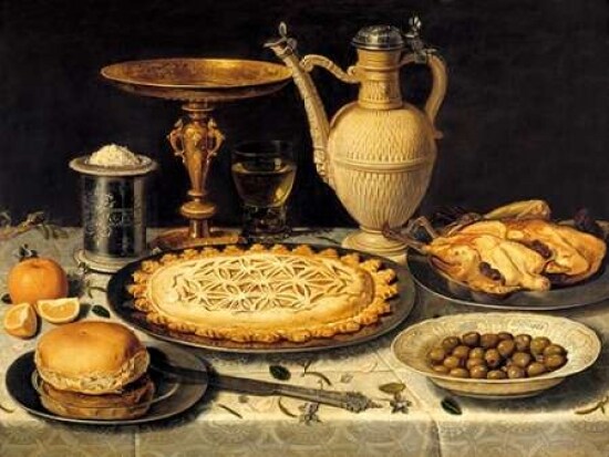 Still life with a tart- roast chicken- bread- rice and olives Poster Print by Clara Peeters - Item # VARPDX3AA3789