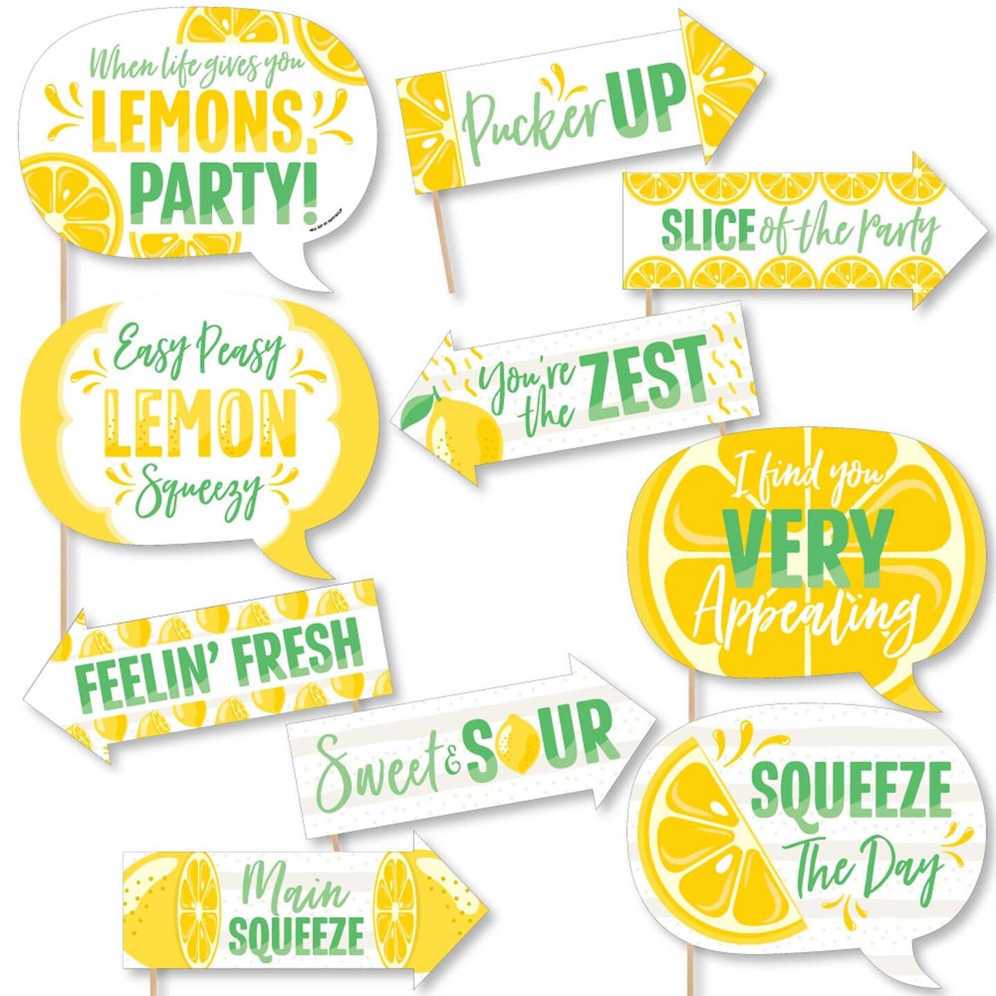 Big Dot of Happiness Funny So Fresh - Lemon - Citrus Lemonade Party Photo Booth Props Kit - 10 Piece