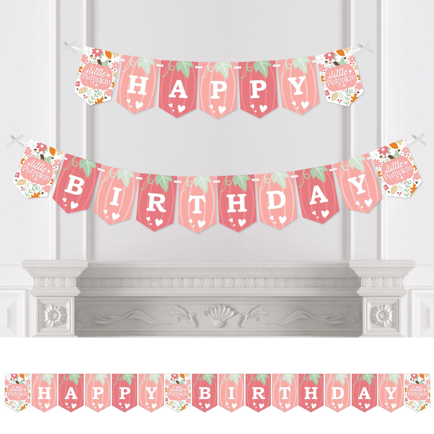 Big Dot of Happiness Girl Little Pumpkin - Fall Birthday Party Bunting Banner - Party Decorations - Happy Birthday