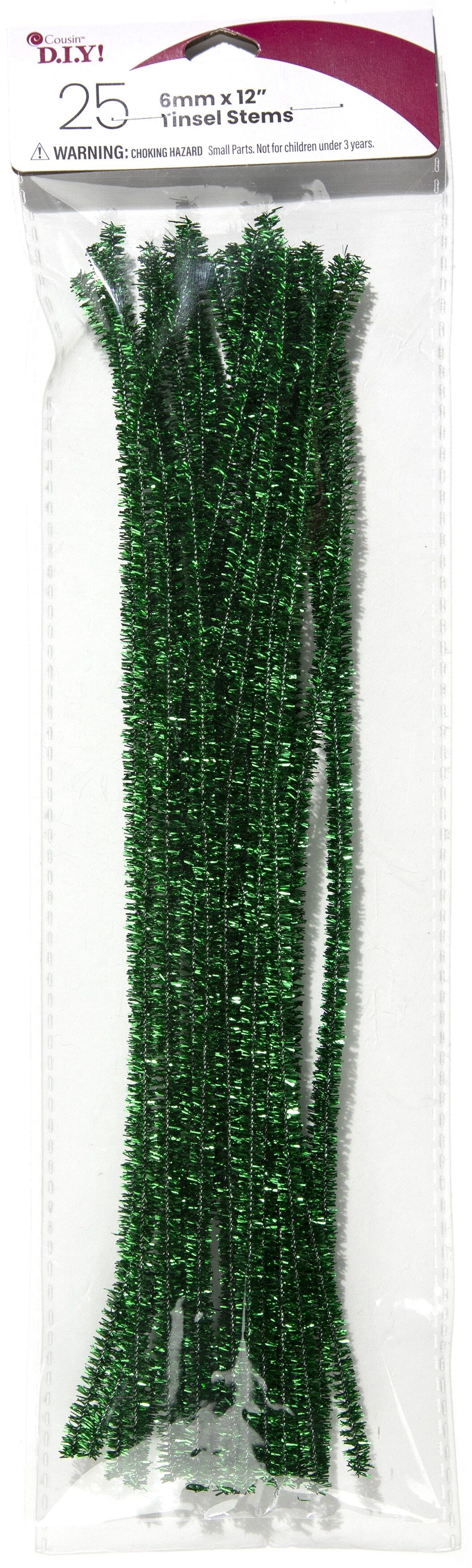 CousinDIY Tinsel Stems 6mmx12&#x22; 25/Pkg-Green