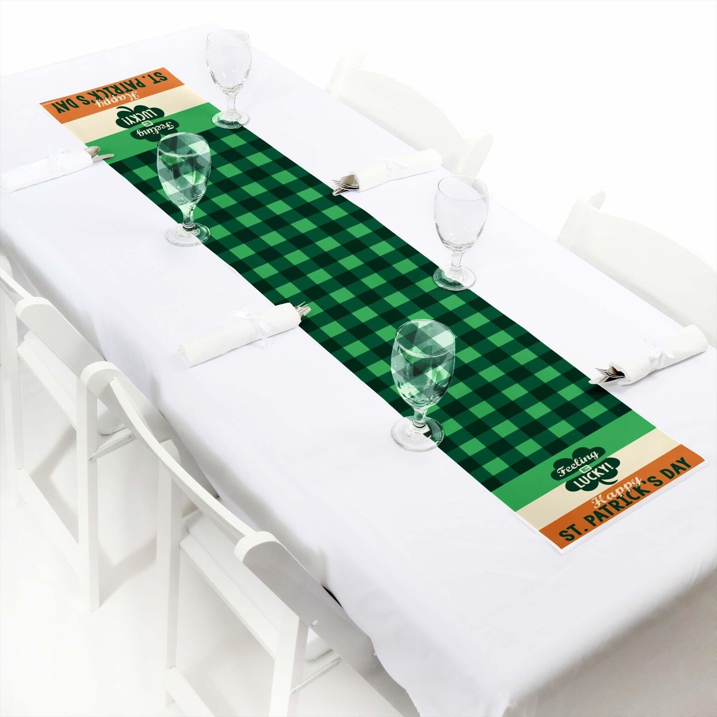 Big Dot of Happiness St. Patrick&#x27;s Day - Petite Saint Paddy&#x27;s Day Party Paper Table Runner - 12 x 60 inches