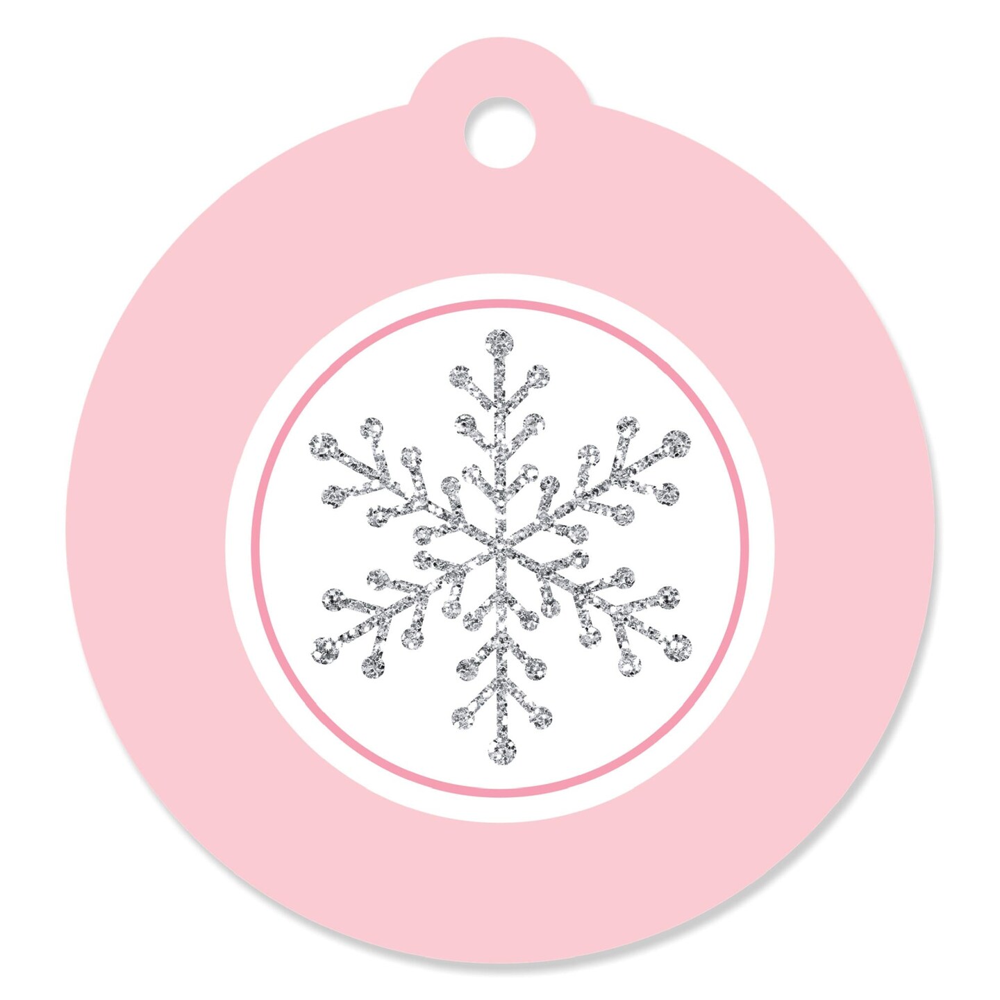 Big Dot of Happiness Pink Winter Wonderland - Holiday Snowflake Birthday Party or Baby Shower Favor Gift Tags (Set of 20)
