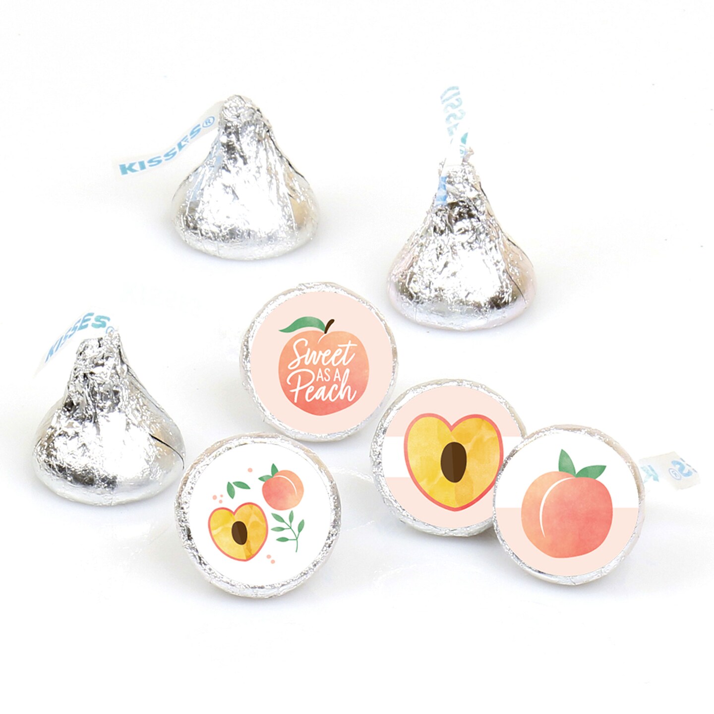Big Dot of Happiness Sweet as a Peach - Fruit Themed Baby Shower or Birthday Party Round Candy Sticker Favors - Labels Fits Chocolate Candy 108 Ct