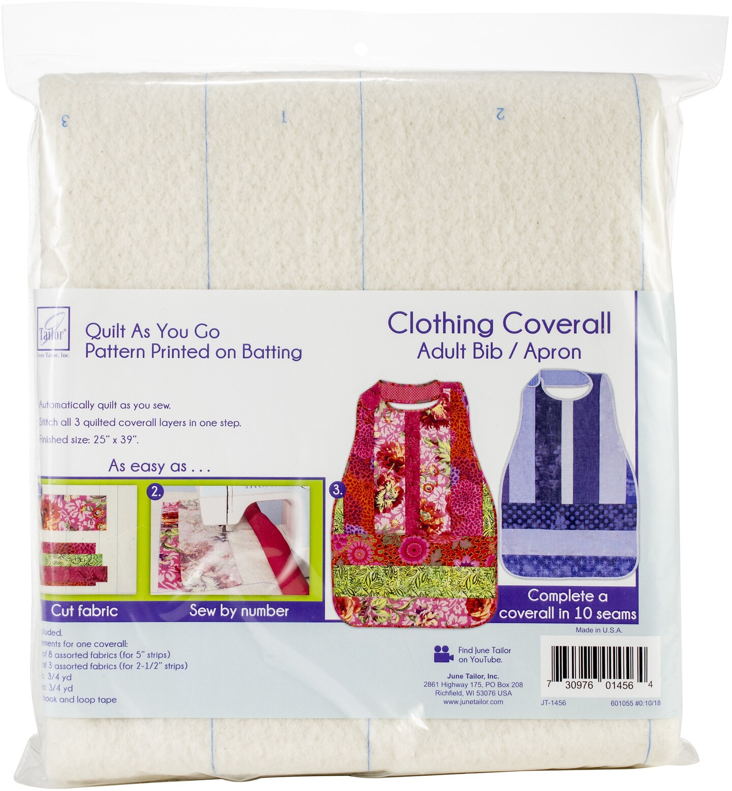 June Tailor Quilt As You Go Coverall/Adult Bib/Apron-25&#x22;X39&#x22;