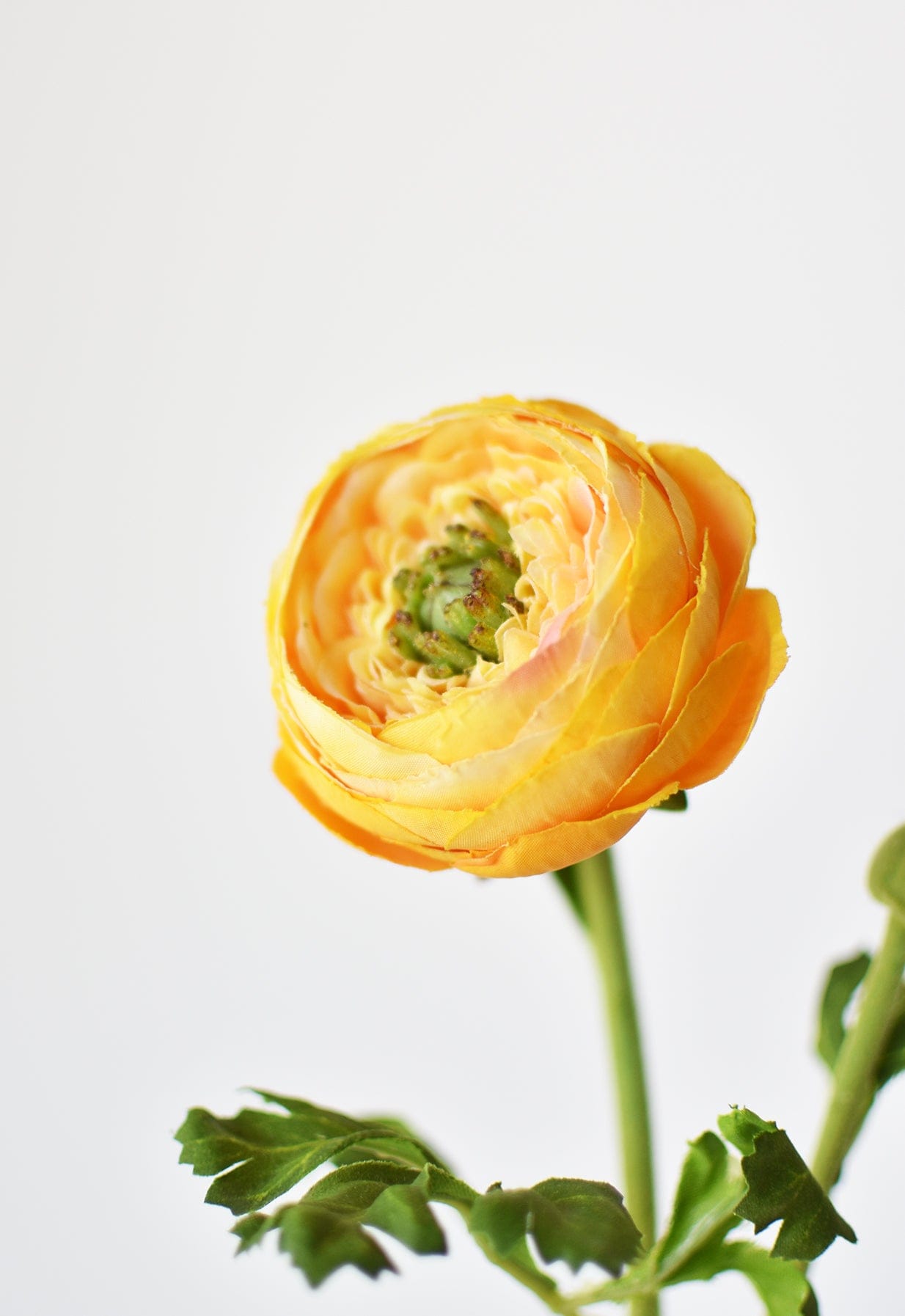 13&#x22; Faux Yellow Gold Ranunculus Stem