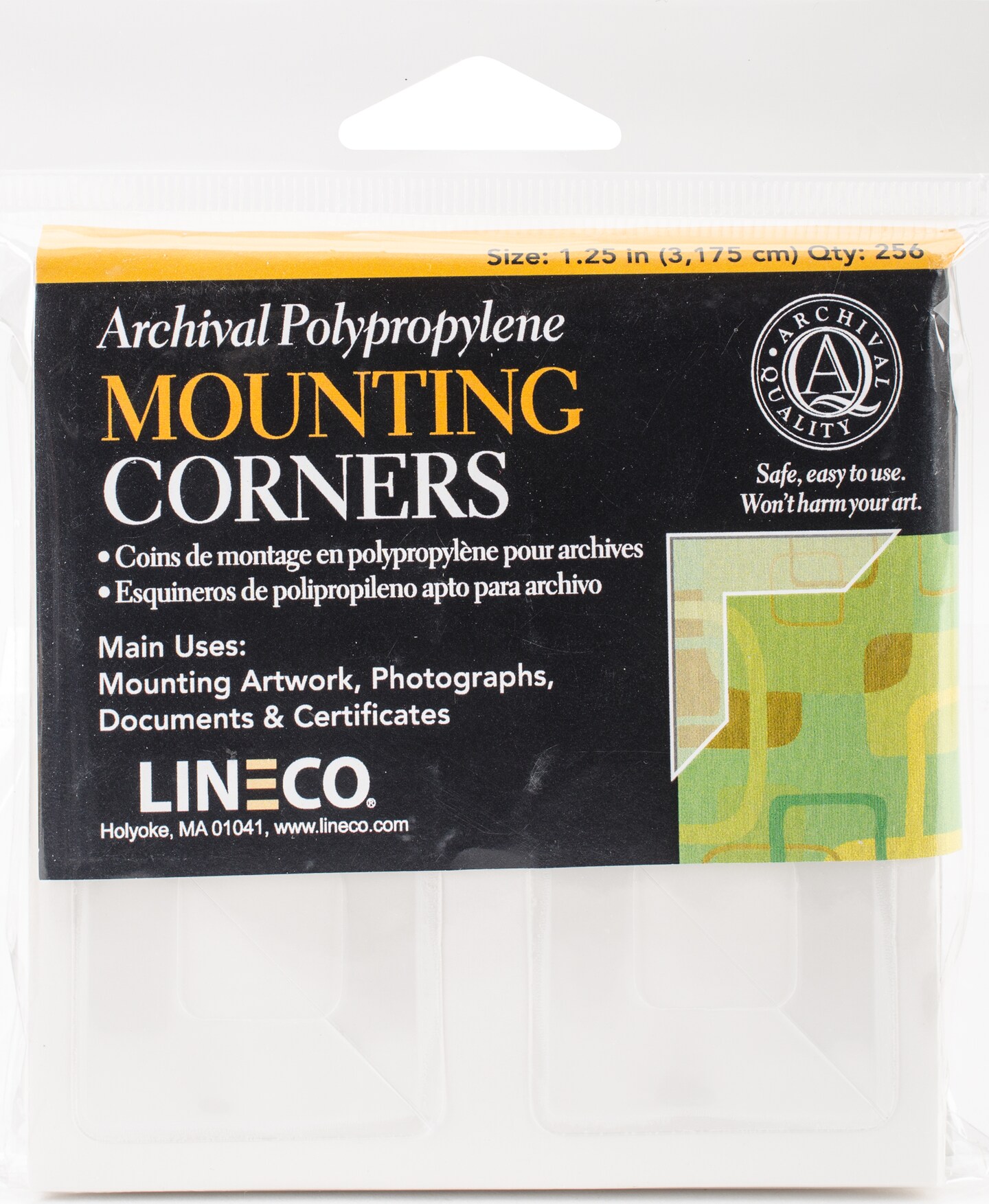 Lineco Polypropylene Photo Mounting Corners 256/Pkg-Clear Full View 1. ...