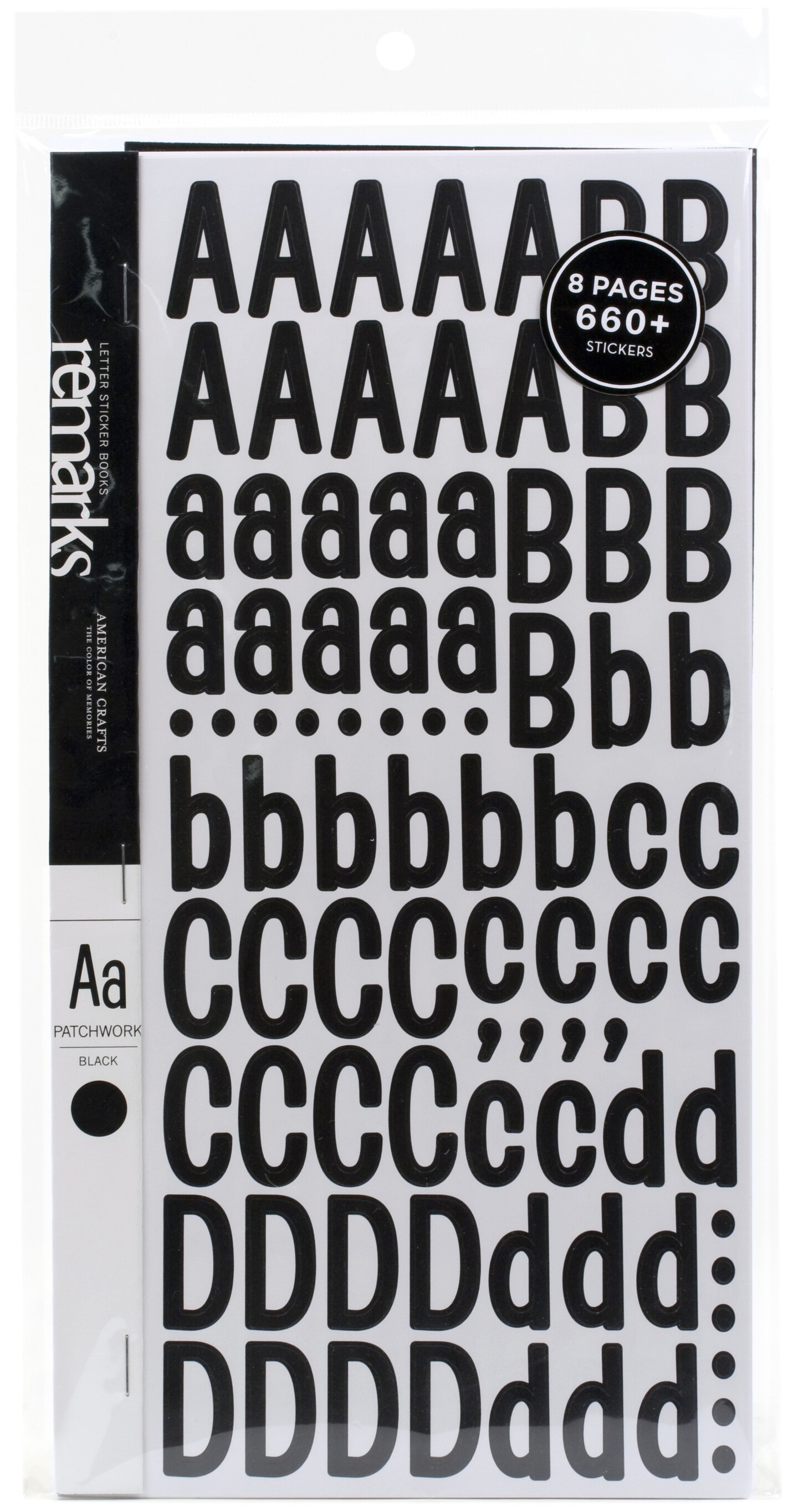 AC Remarks Black Patchwork Font Letter and Number Sticker Book
