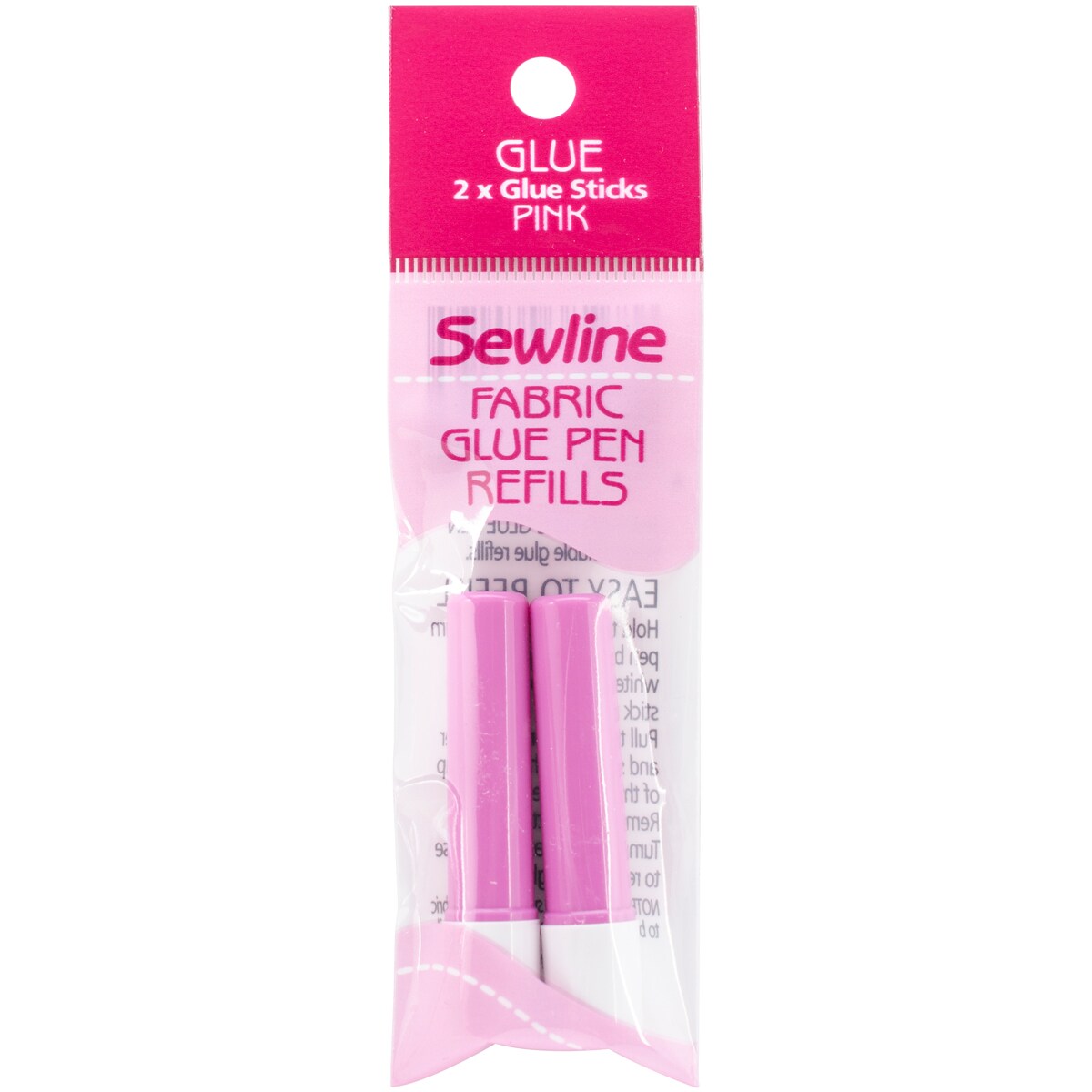 Sewline Water-Soluble Fabric Glue Pen Refill 2/Pkg-Pink