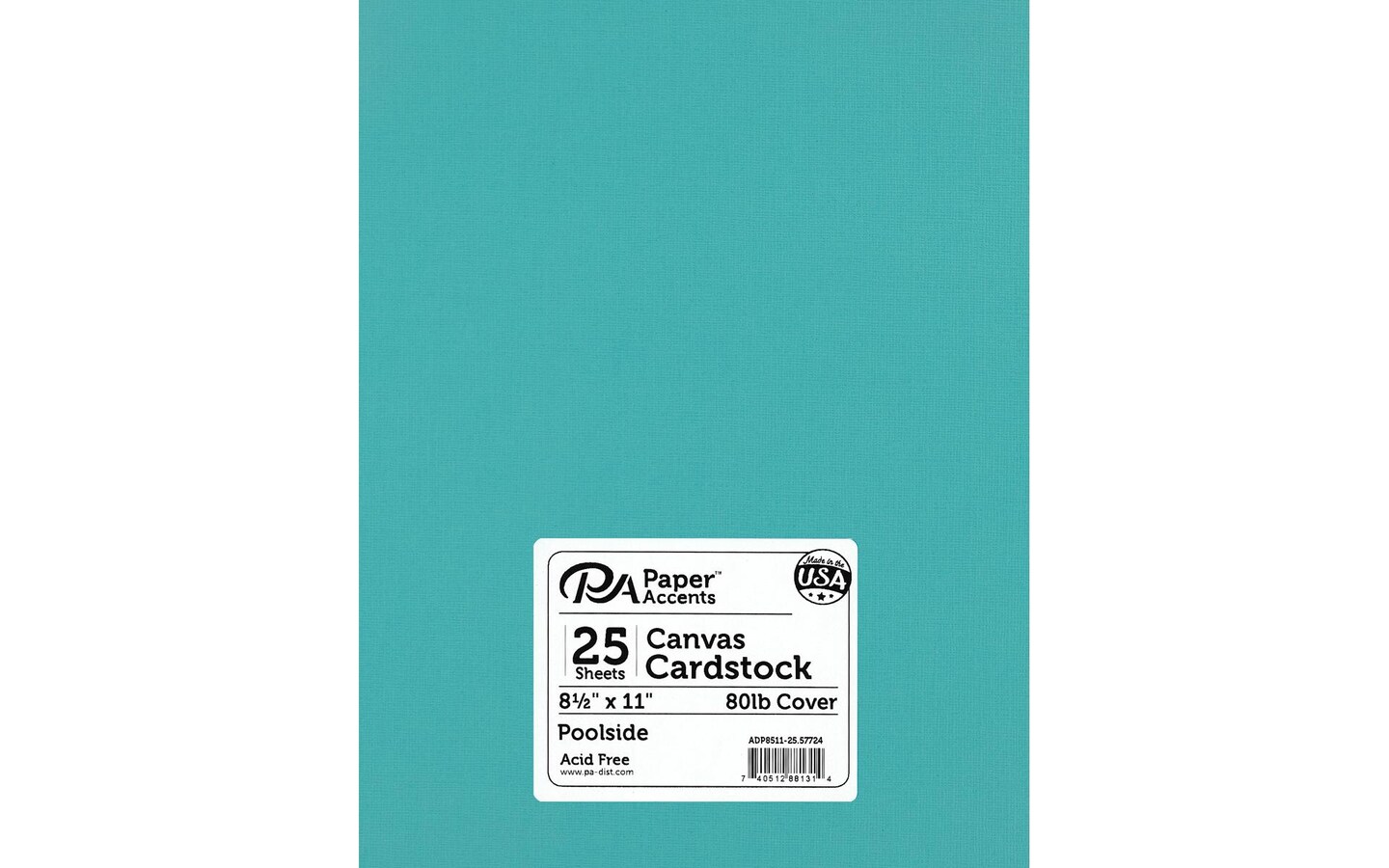 PA Paper Accents Canvas Cardstock 8.5" x 11" Poolside, 80lb colored