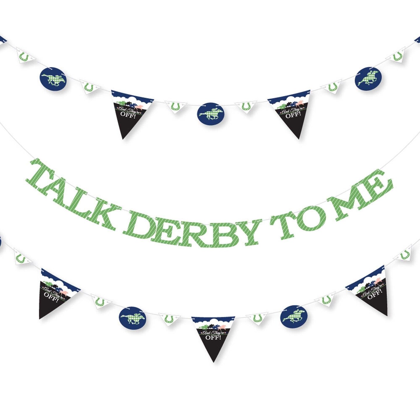 Big Dot of Happiness Kentucky Horse Derby - Horse Race Party Letter Banner Decoration - 36 Banner Cutouts and Talk Derby to Me Banner Letters