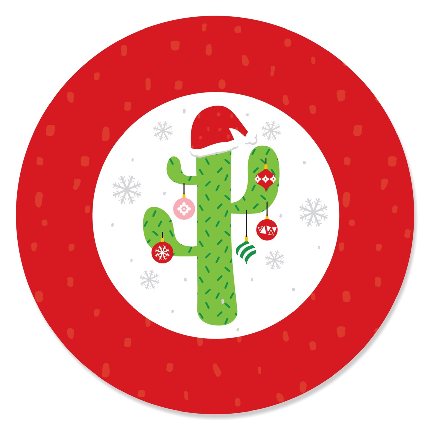 Big Dot of Happiness Merry Cactus - Christmas Cactus Party Circle Sticker Labels - 24 Count