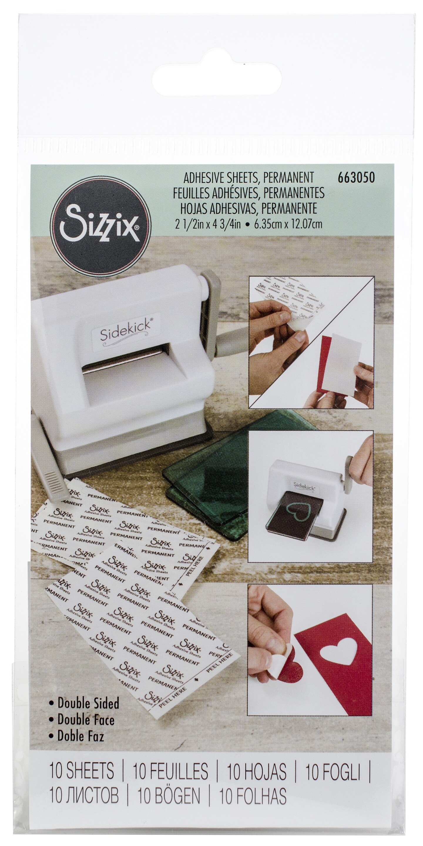 Sizzix Adhesive Sheets 2.5&#x22;X4.75&#x22; 10/Pkg-Permanent