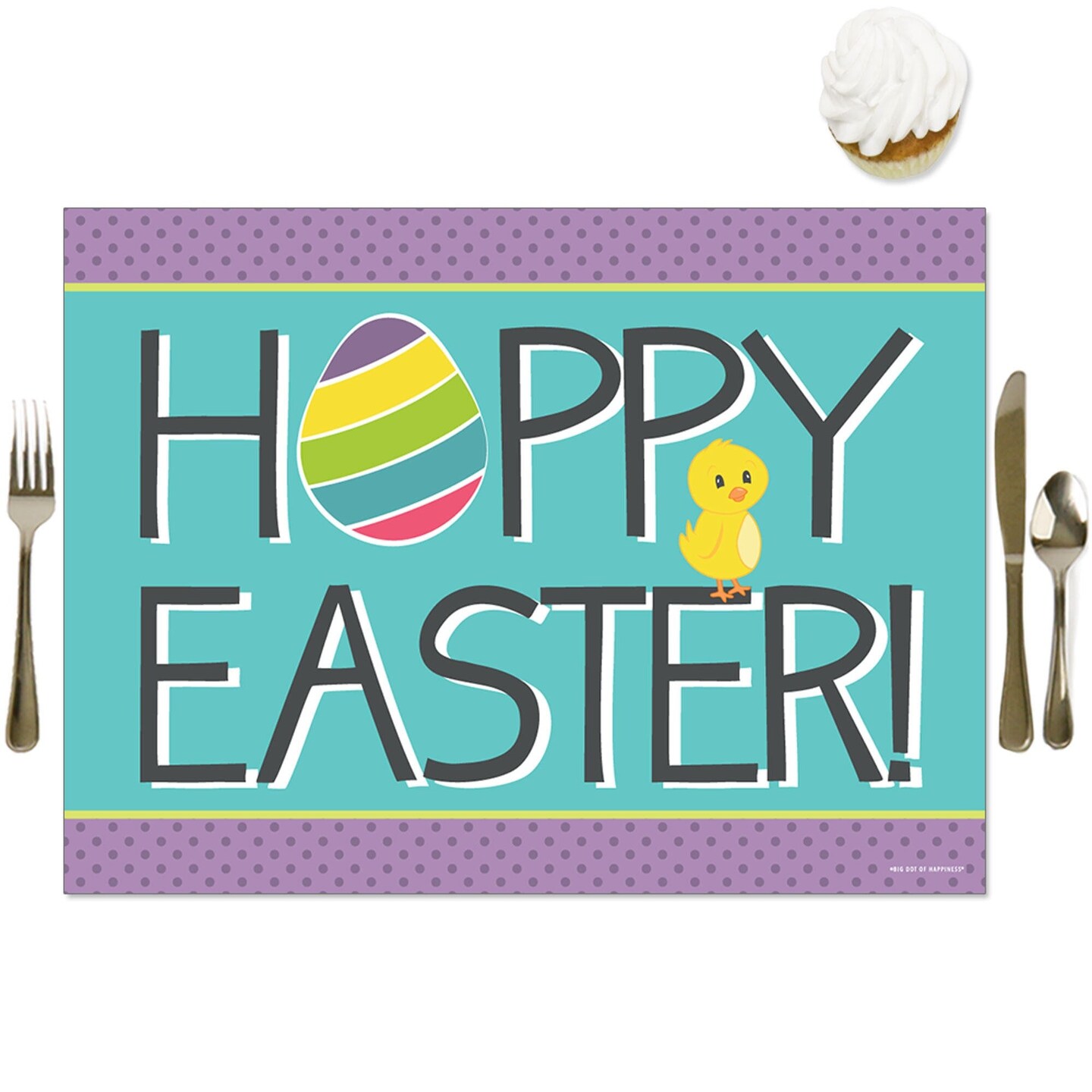 Big Dot of Happiness Hippity Hoppity - Party Table Decorations - Easter Bunny Party Placemats - Set of 16