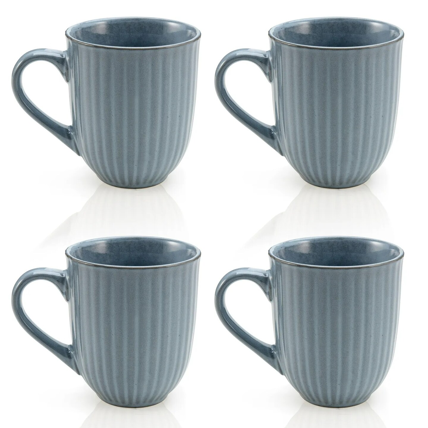 American Atelier Coffee Mug Set of 4, 14 Ounce, Large Handle - Blue