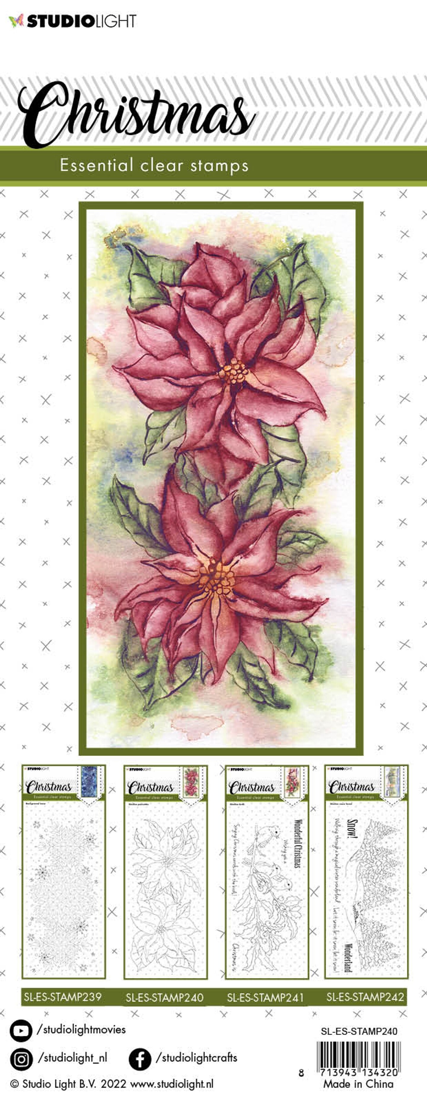 Studio Light SL Clear Stamp Christmas Slimline Poinsettia Essentials ...