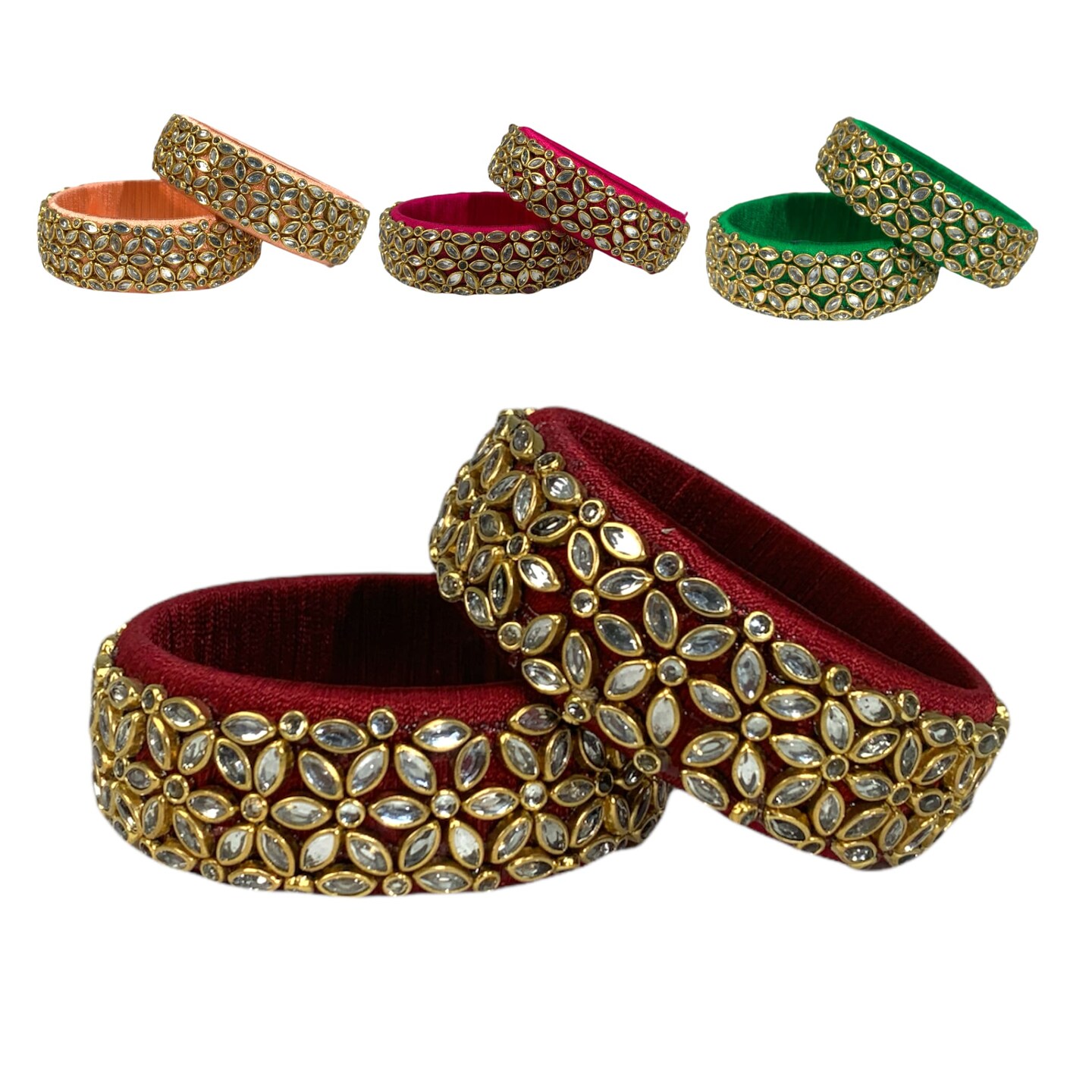 Indian Silk Thread Bangles for Women Traditional Kundan Bracelet Return Gifts Indian Bridal Set Thread Bangle Hippie Jewelry Bollywood Bracelet Gift for Her