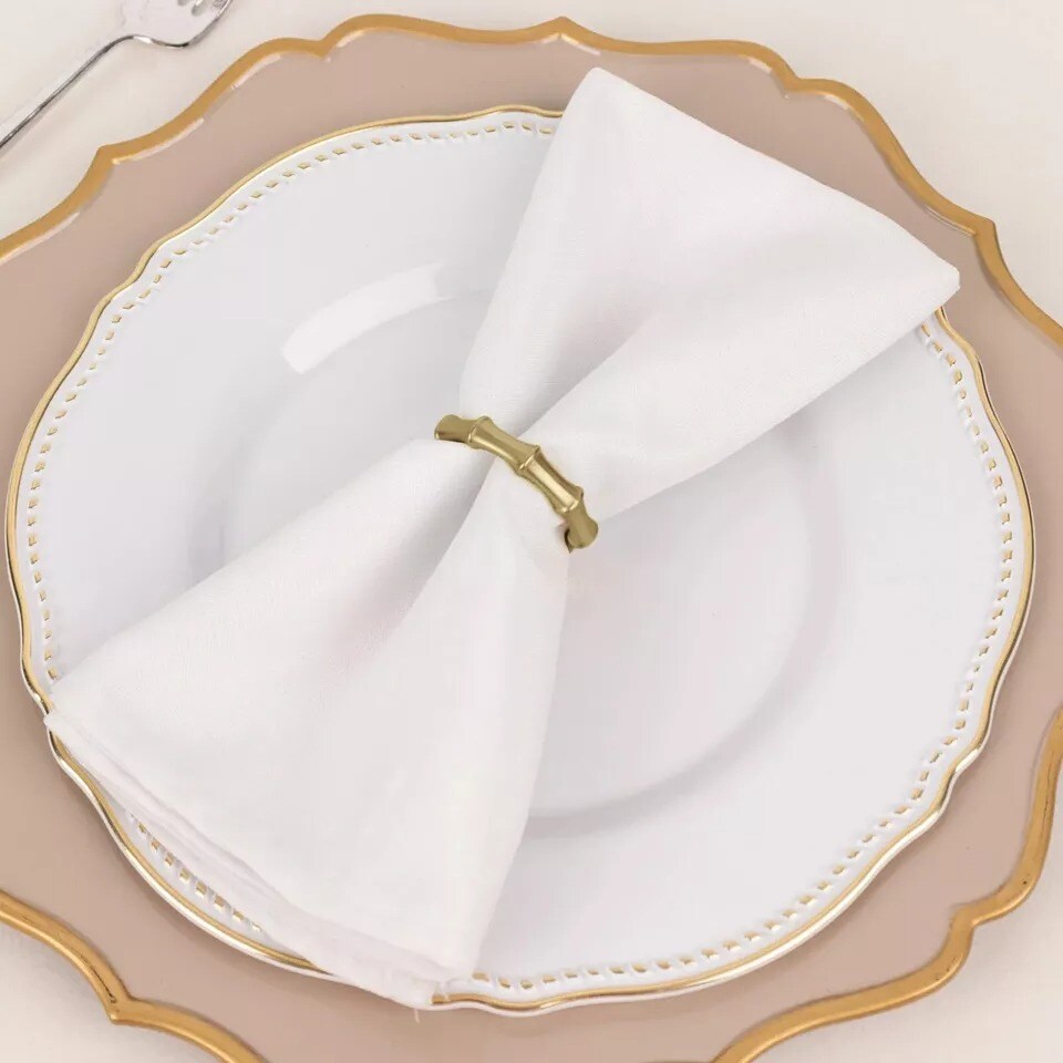 4 Gold Bamboo Knuckle Metal Napkin Rings