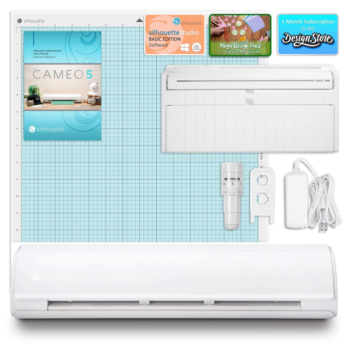 Silhouette Cameo 5 PLUS w/ Advanced Blade Pack, 38 Oracal Sheets, Siser HTV