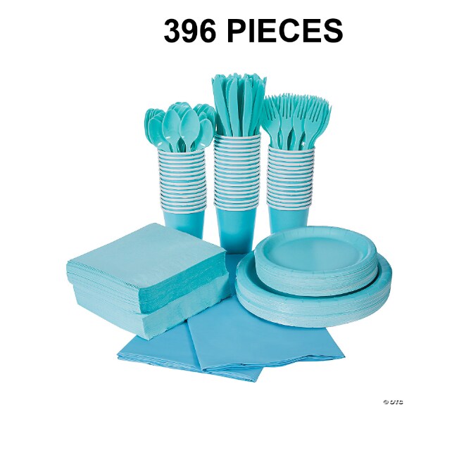 396 Pc. Light Blue Tableware Kit for 48 Guests