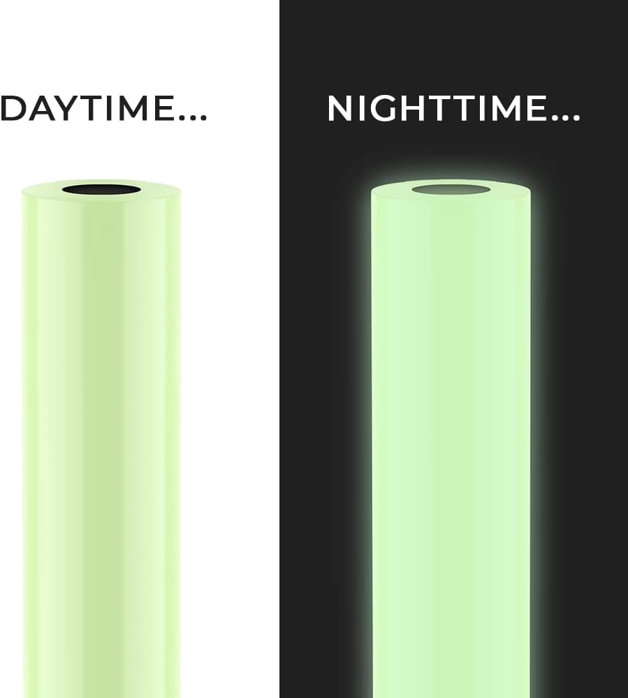 Glow in The Dark Permanent Adhesive Craft 12 Inches x 4 Feet Vinyl Roll Including Free 12 Inches x 12 Inches Transfer Paper Sheet