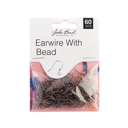 John Bead Must Have Findings 18mm Ear Wire with Bead, 60pcs